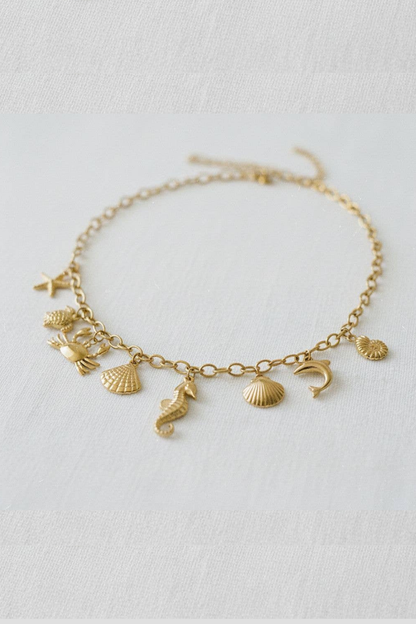 Coastal-Inspired Turtle and Shell Pendant Necklace