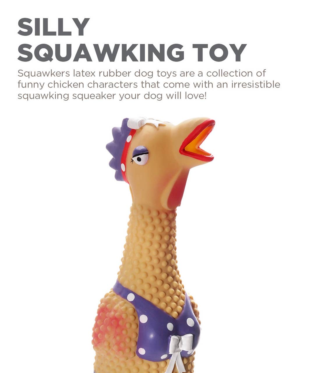 Outward Hound Squawkers Latex Rubber Henrietta Chicken Large