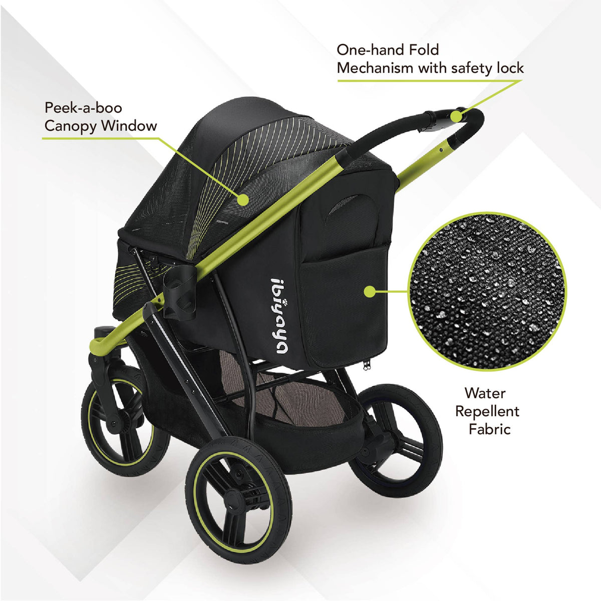Ibiyaya - Beast Pet Jogging Stroller, 3-Wheel All-Terrain Dog-Cat Pram