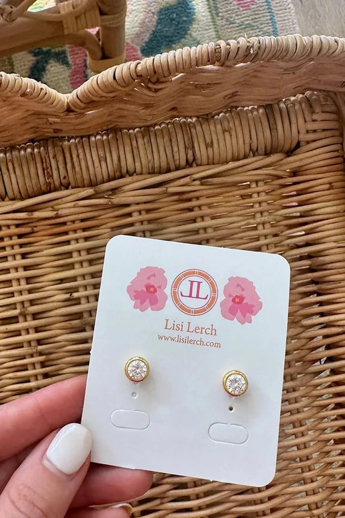 Lisi Lerch: The Baby Bezel Stud- 18k Gold Plated - B Social Boutique