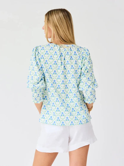 Mary Square: Ashlyn Top Sweetbriar Lattice Blue - B Social Boutique