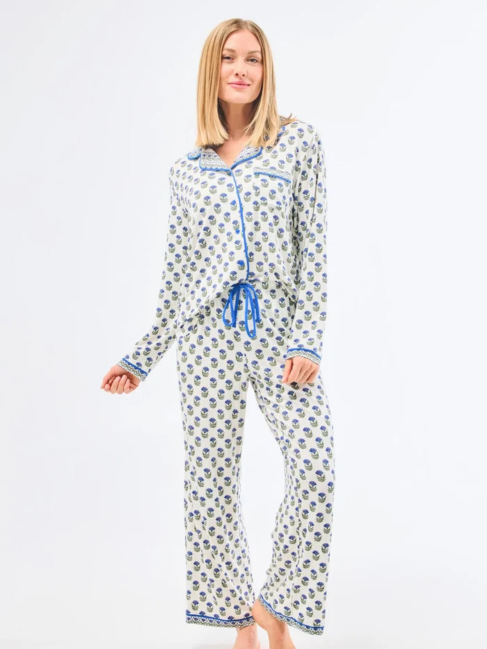 Mary Square: PJ Set Floral Foulard Navy
