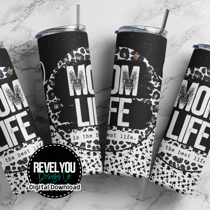 Mom Life Glitter Black - Digital Tumbler PNG
