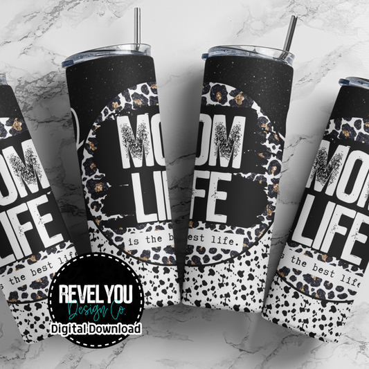 Mom Life Glitter Black - Digital Tumbler PNG