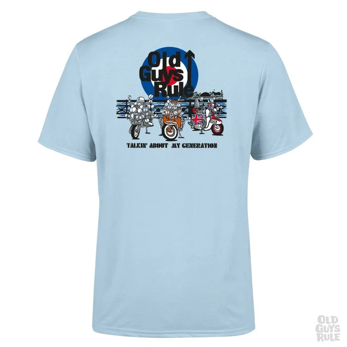 Old Guys Rule - 'Talkin About My Generation’ Brighton Pier T-shirt - Sky Blue