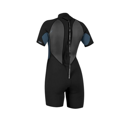 O'Neill Womens 2mm Reactor Back Zip Shorty Spring Wetsuit - Black/Copenblue