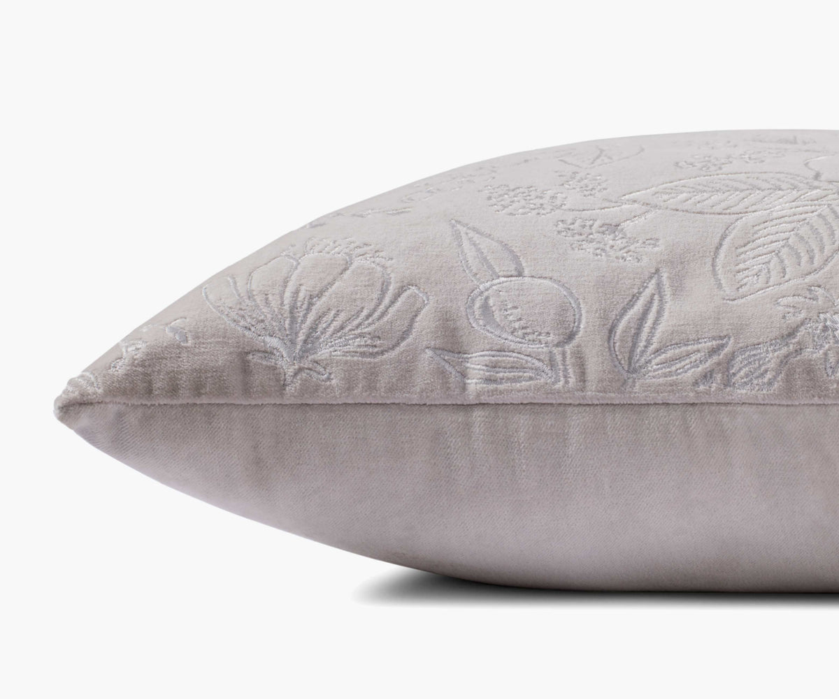 Colette Embroidered Pillow - Grey
