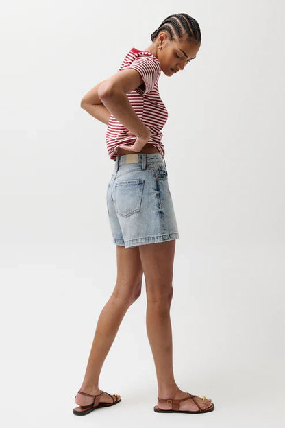 Pistola: Saige High Rise A-Line Short - French Riviera