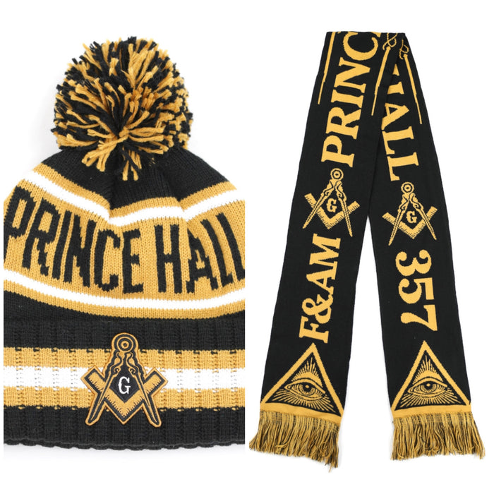 Prince Hall Pom Beanie & Scarf Set