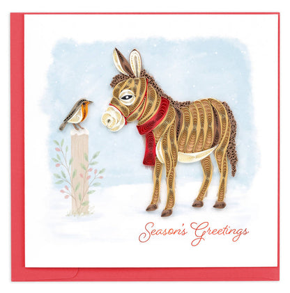 Quilling Card - Winter Donkey & Friend