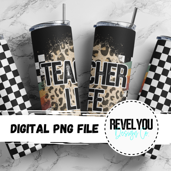 Rainbow Racing Teacher Life - Digital Tumbler PNG