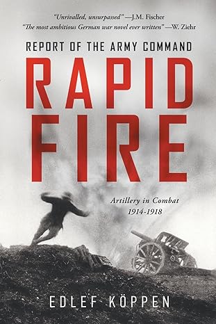 The cover for Rapid Fire is a black and white image of a soldier either falling or jumping to the ground as a explosion goes off in the background near a large artillery gun.