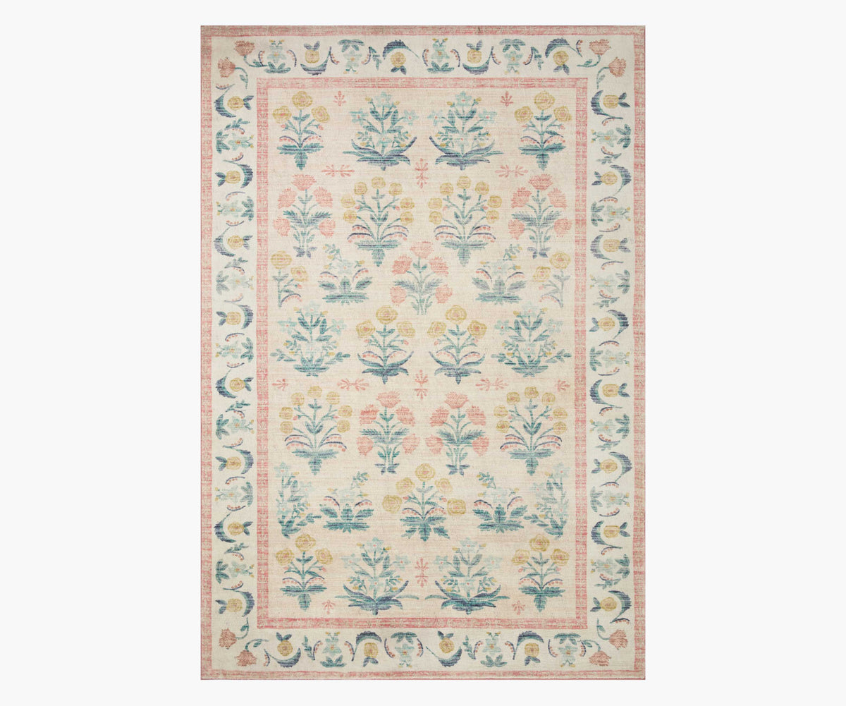 Eden Mughal Rose Power Loomed Rug - Blush