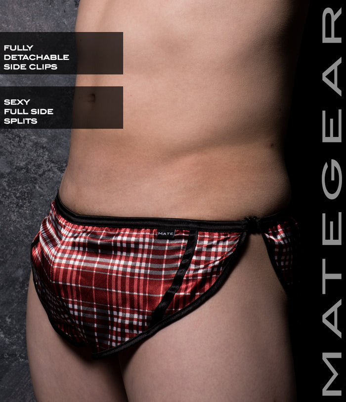 Silk Satin Red Chequered / Size A (26 Inches to 32 Inches)