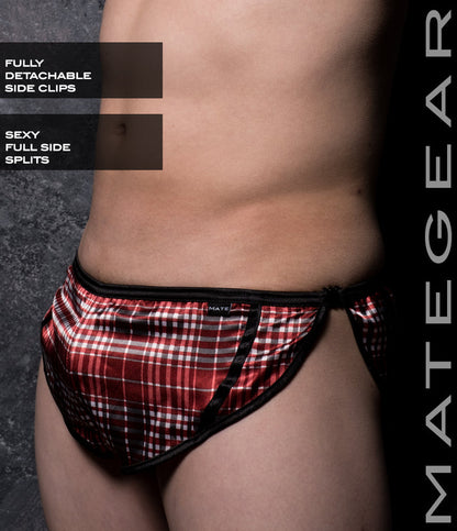 Silk Satin Red Chequered / Size A (26 Inches to 32 Inches)