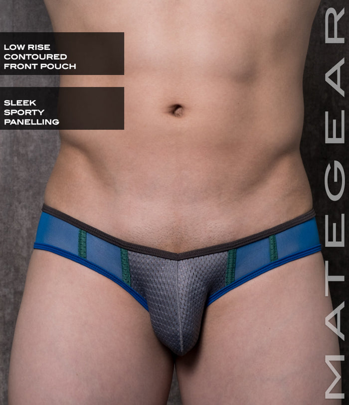 Sexy Mens Swimwear Ultra Swim Pouch Bikini - Yeong Da Iii Grey Sports Netting / Medium