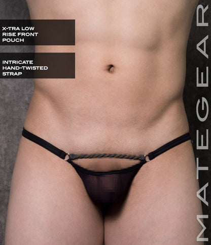 Sexy Mens Swimwear Xpression Mini Swim Bikini - Rim Mi (Xtra Low Front) Black Band / Medium