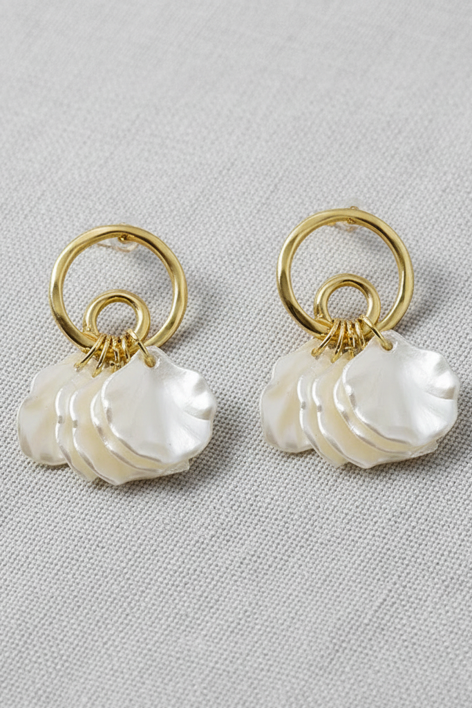 Shell Petal Dangle Earrings with Pearls