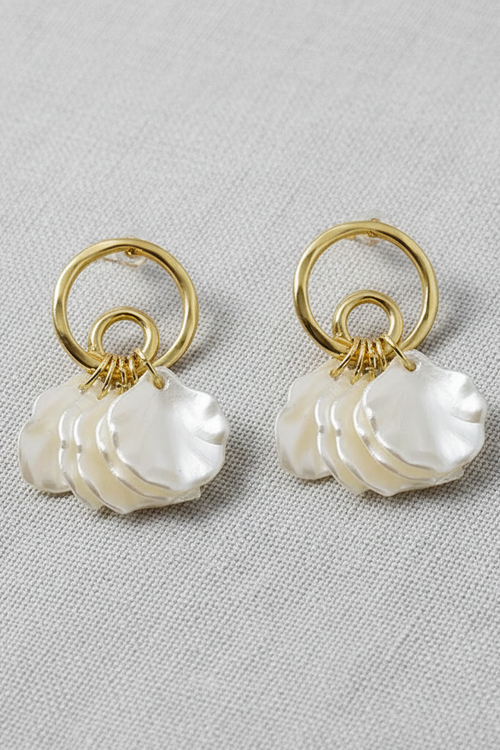 Shell Petal Dangle Earrings with Pearls