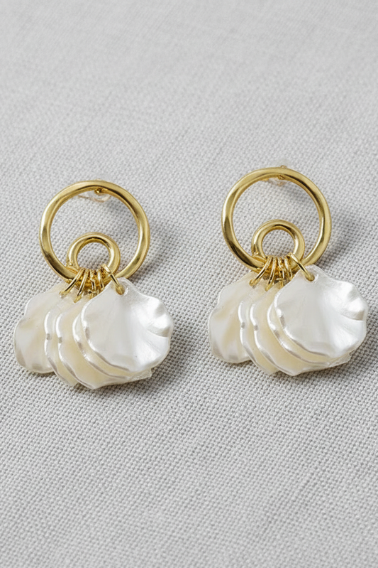 Shell Petal Dangle Earrings with Pearls