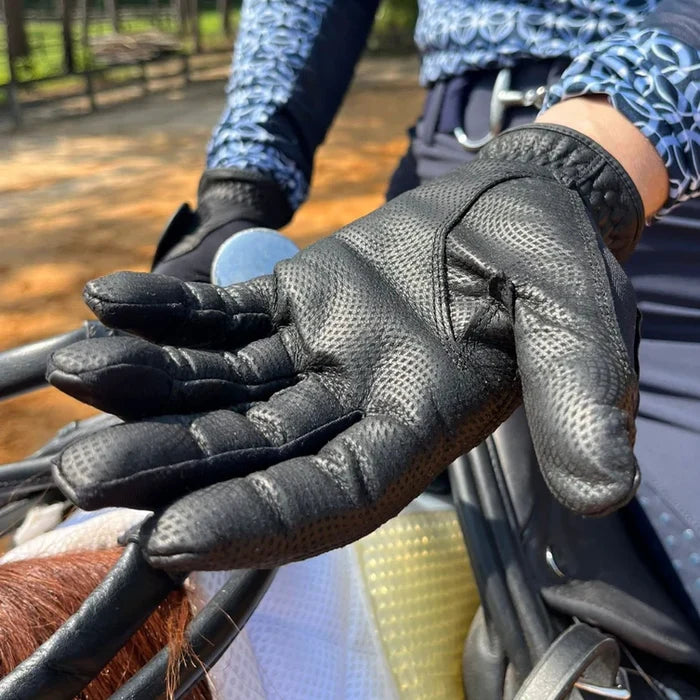Tackified Copper Tech™️ Leather Premium Riding Glove in Black