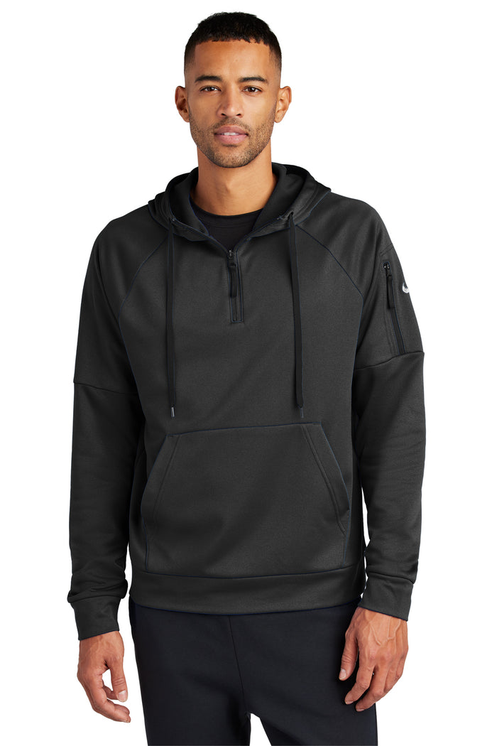 Nike Therma-FIT Pocket 1/4-Zip Fleece Hoodie. NKFD9742 in Black