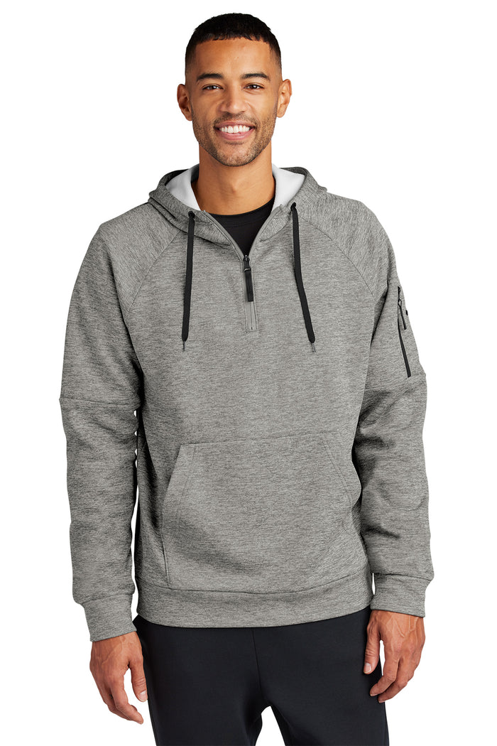 Nike Therma-FIT Pocket 1/4-Zip Fleece Hoodie. NKFD9742 in Dark grey heather