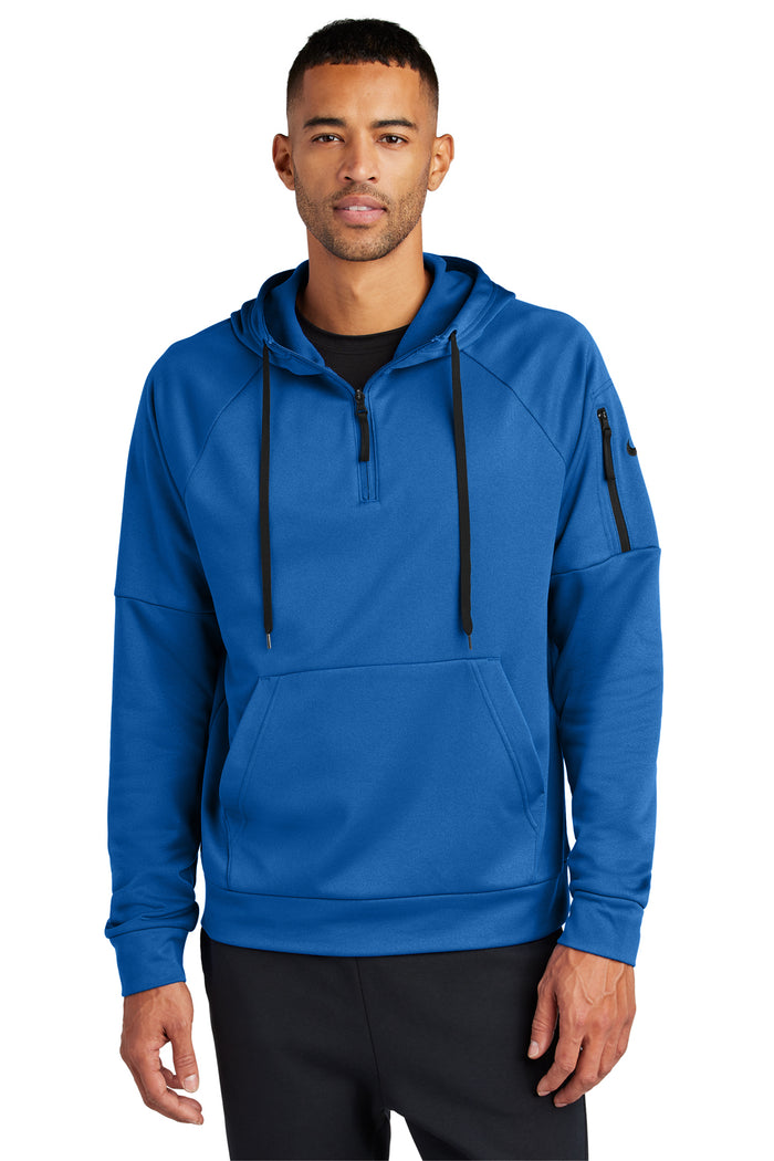 Nike Therma-FIT Pocket 1/4-Zip Fleece Hoodie. NKFD9742 in Royal