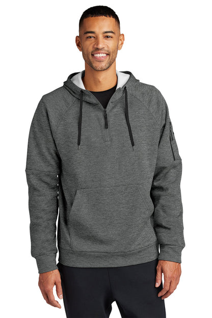 Nike Therma-FIT Pocket 1/4-Zip Fleece Hoodie. NKFD9742 in Charcoal Heather