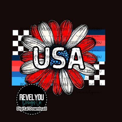 USA Retro Flower - PNG