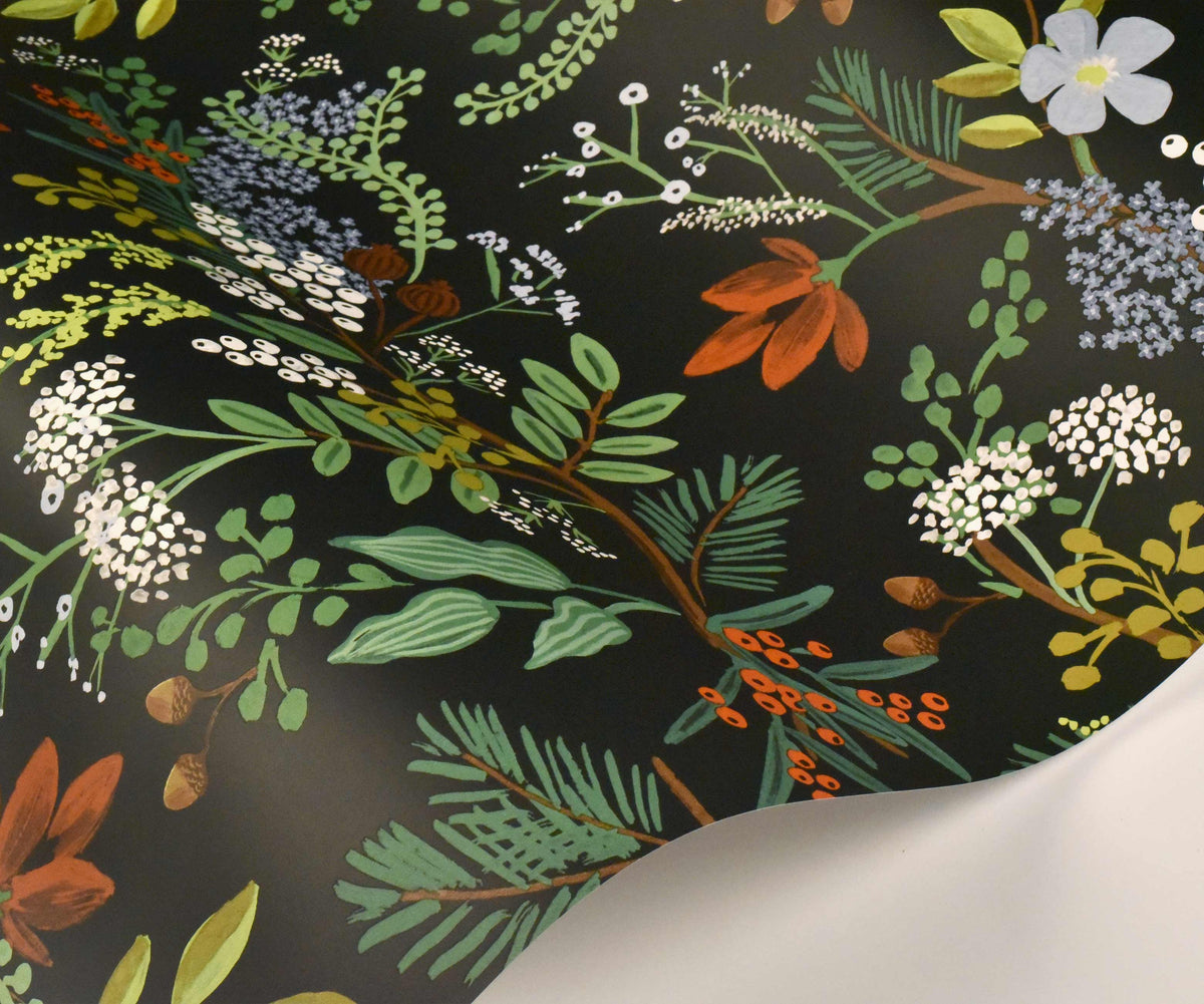 Juniper Forest Wallpaper Sample - Black