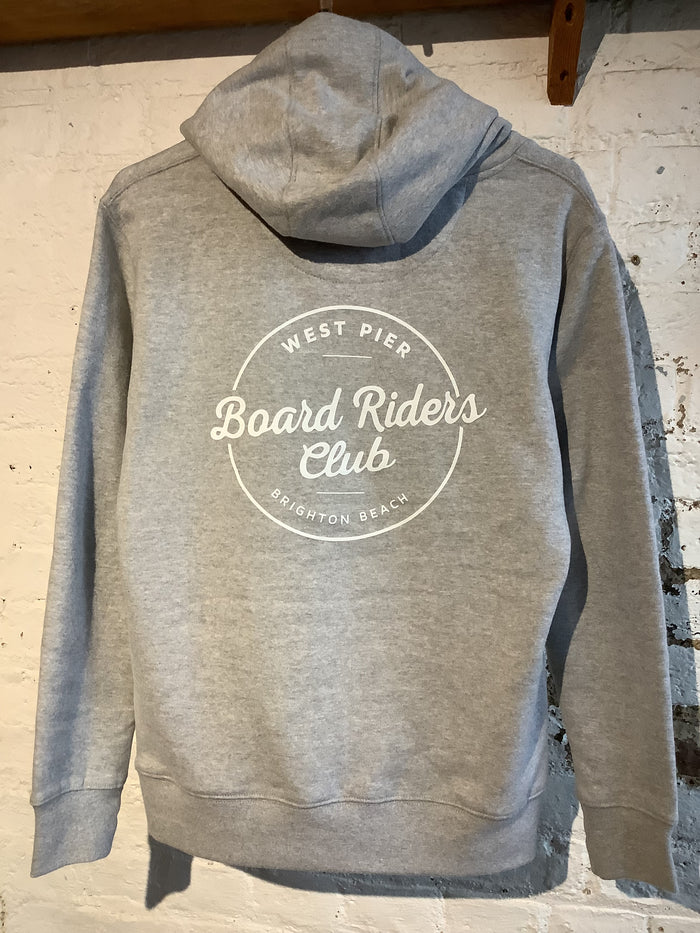 West Pier Hoodie - ‘West Pier - Boardriders Club’ Circular Logo - Dusty Grey