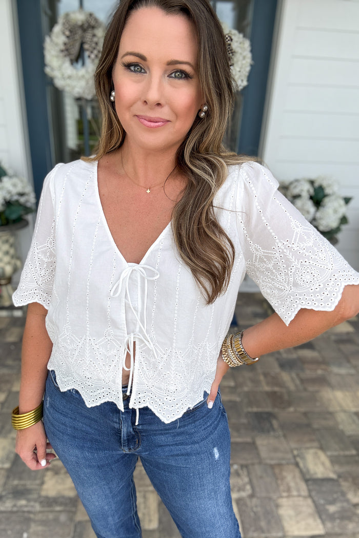 Z Supply: Oceanside Embroidered Top -  White