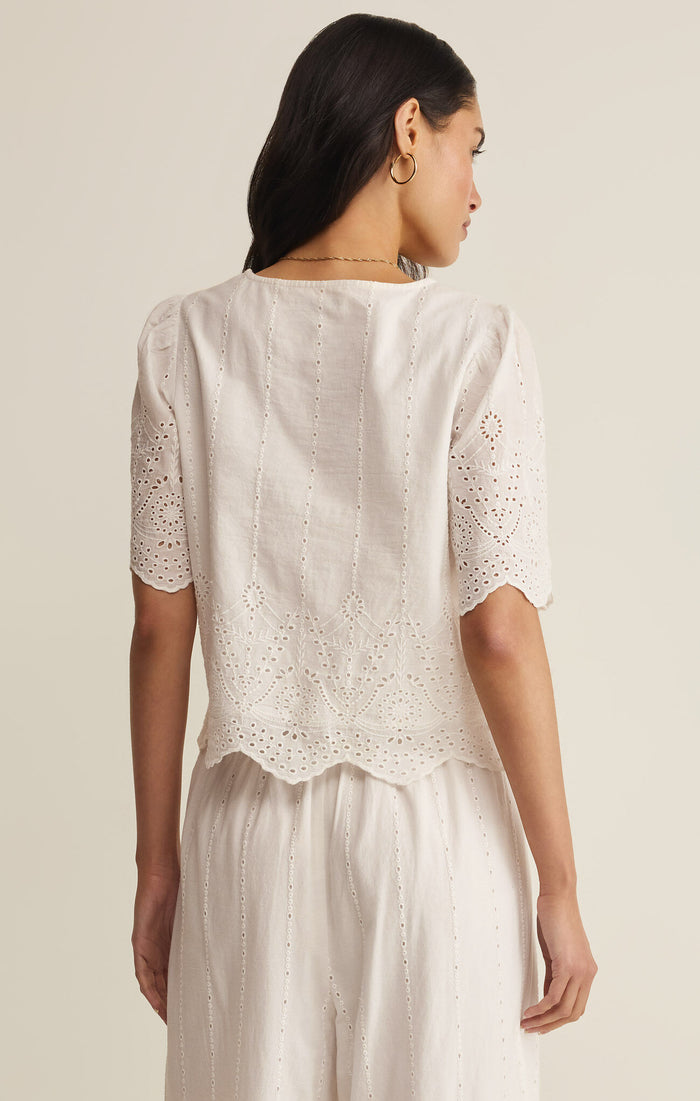 Z Supply: Oceanside Embroidered Top -  White