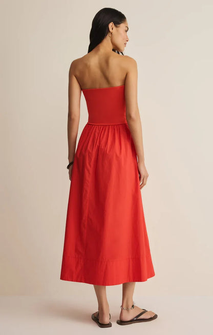 Z Supply: Sunsought Strapless Midi Dress - Lychee - B Social Boutique